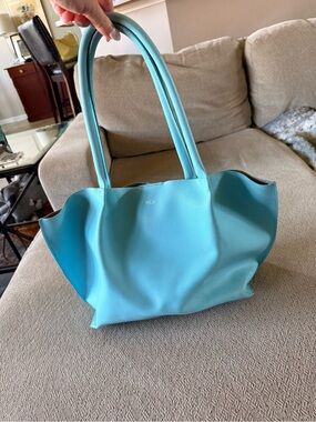 Mark & Graham The MIA Italian Leather Turquoise Tote Bag Monogram MLV